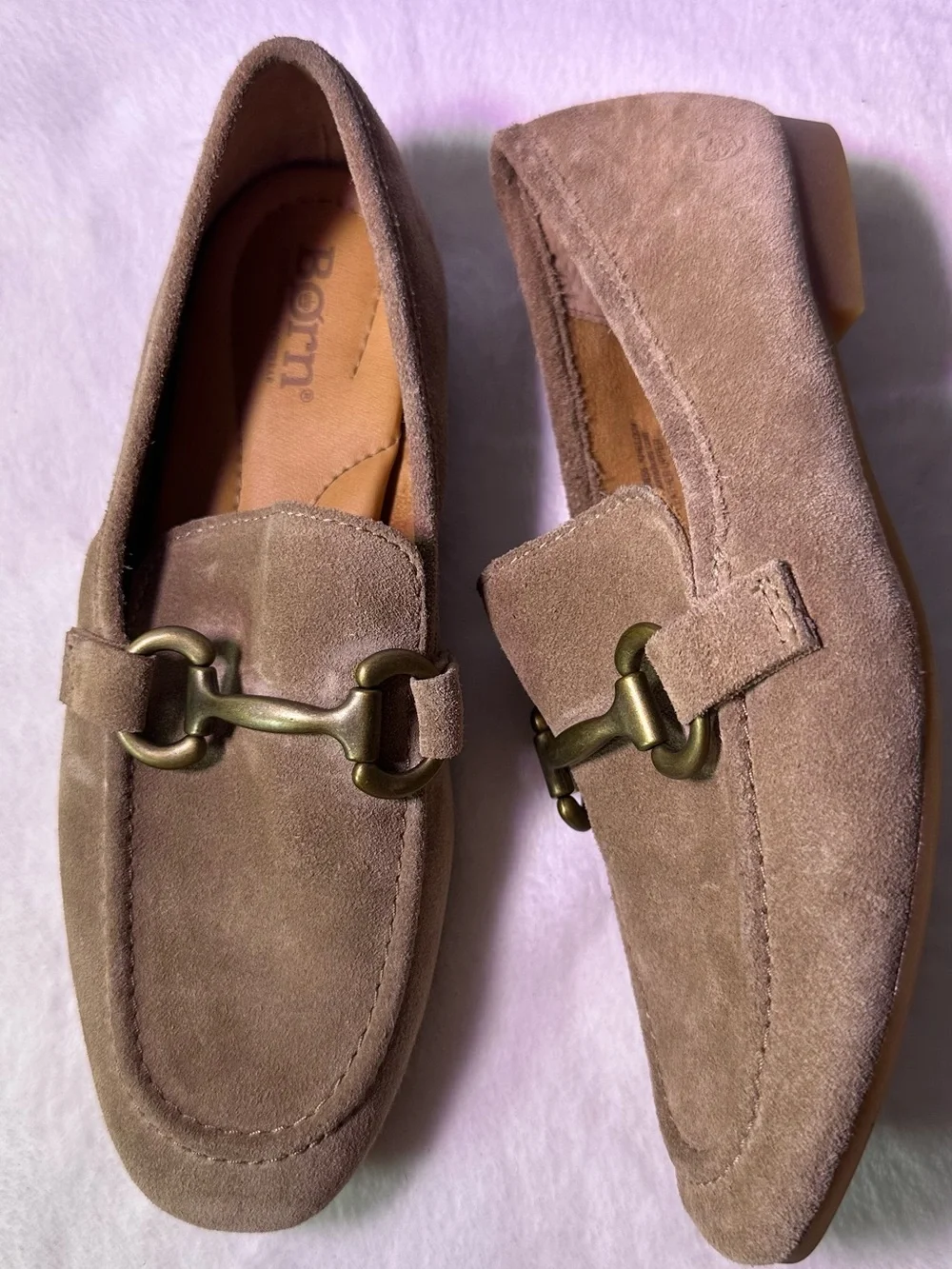 Born Suede Loafers with Metal Bit - Tan